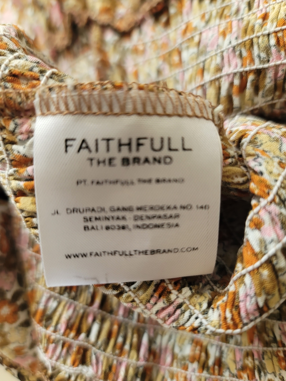 Faithfull the Brand Es Saada Ruched Mini Dress in Mathiola Brown Floral XS - Picture 7 of 9